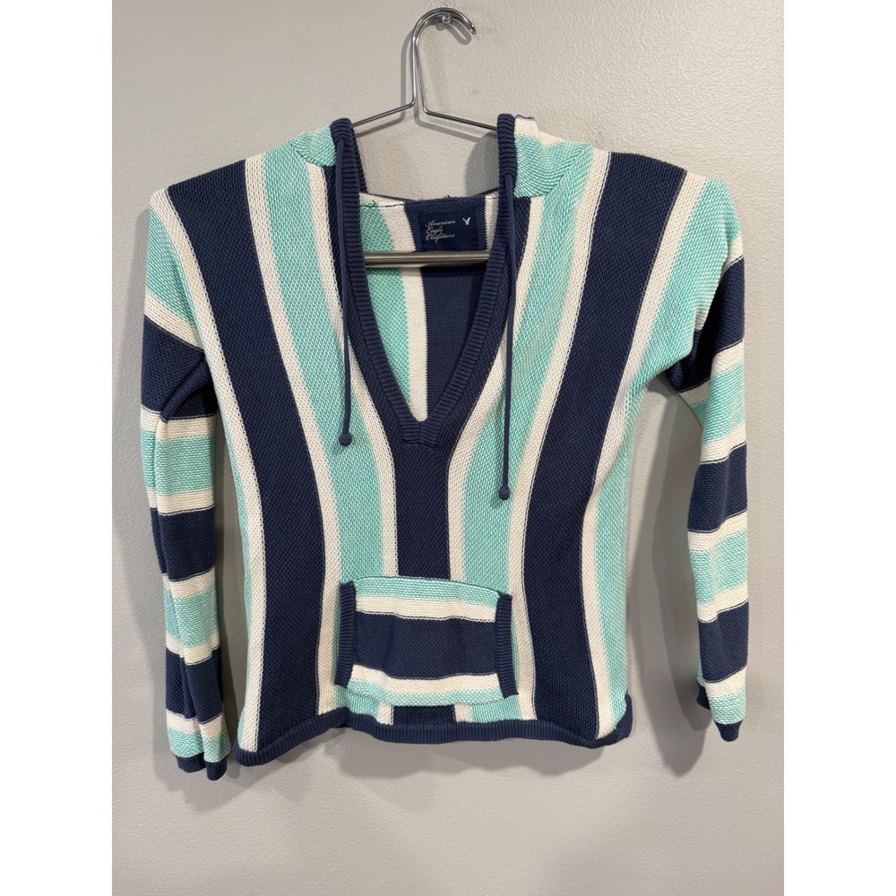 American Eagle Outfitters Striped Hoodie Pullover Sweater Women Multi sie Medium
